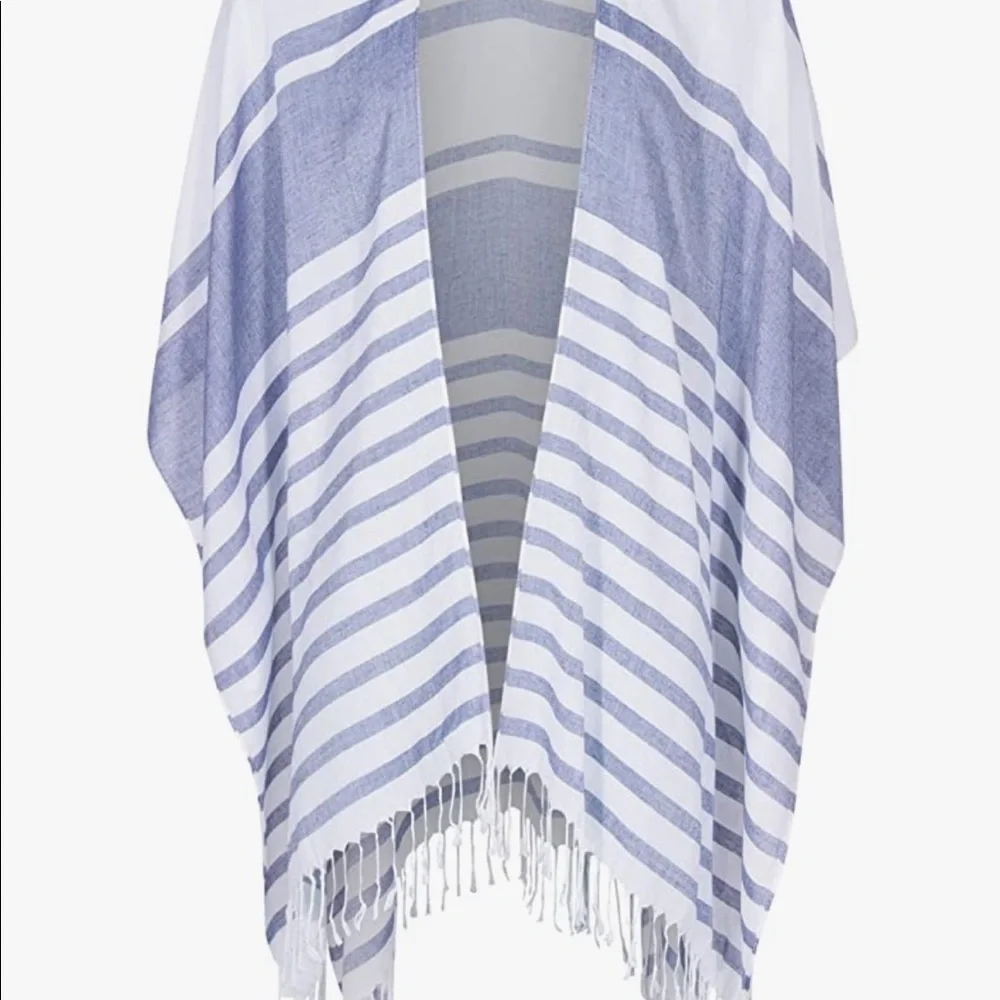 Isaac Mizrahi Gray and White Stripe Kimono - Picture 3 of 14
